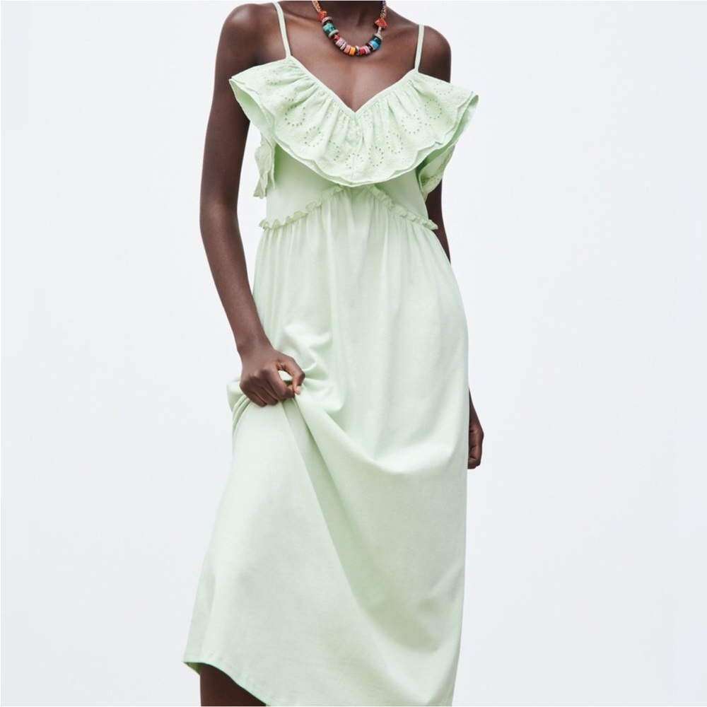 Zara Eyelet Ruffle Maxi Dress